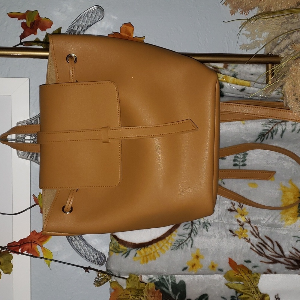 Beige backpack purse